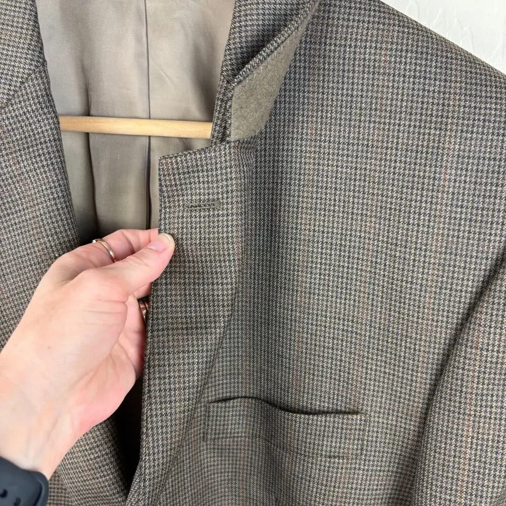 LAUREN Ralph Lauren Houndstooth Wool Sport Coat Blazer Mens Size 42L Business
